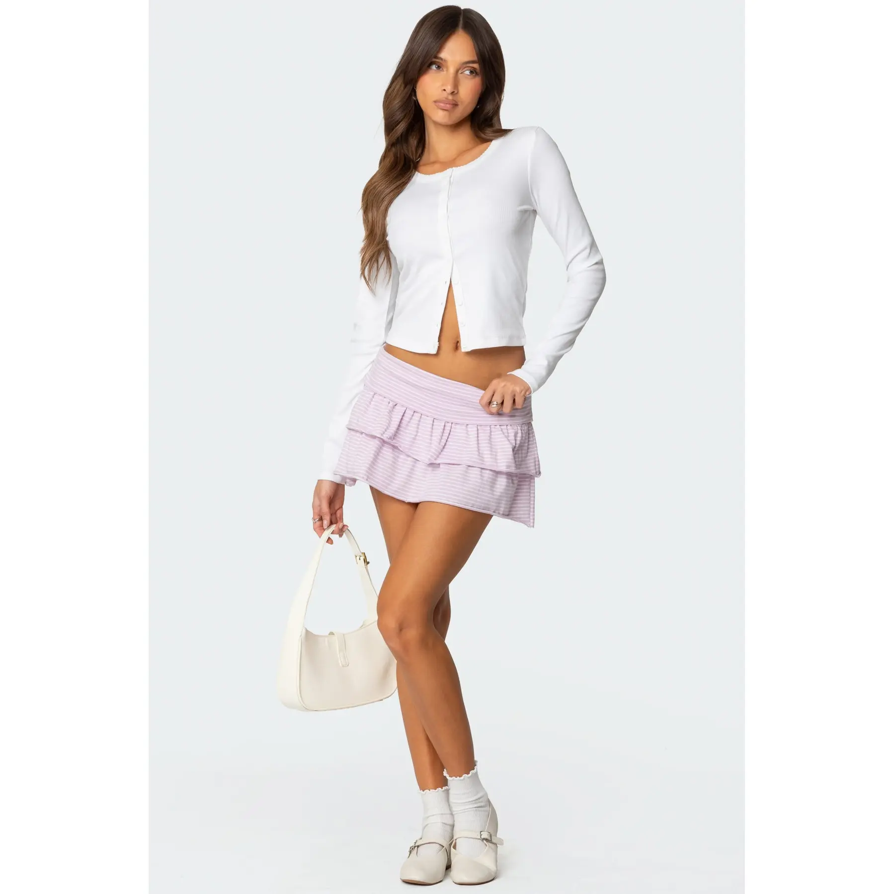 Lexie Ruffle Striped Mini Skirt