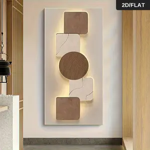 1PC 2D flat Modern Minimalist Geometric Wall Art,Nordic Style Canvas Painting for Living Room Bedroom,Abstract Geometry Print Home Decor,Creative Wall Decorations with LED Light,Customizable Size Frame