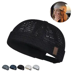 1 Pack Men's Breathable Brimless Hat - Mesh Cooling Skull Cap Docker Beanie for Outdoors