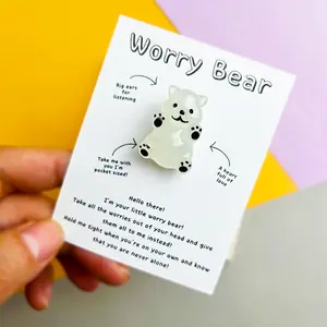 Night Light Worry Bear Pocket Favors-Party favours Gifts/Glow-in-the-dark Bear-themed festive greeting card, sympathy card  Quality Resin Pocket Hug Card Favors Durable Card[0]-MM