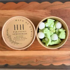 H|H Par-fectly Lemongrass Hand Poured Wax Melts Scoops 4.0 oz | 113 G - Golf themed Shaped Coconut Wax Scoop Cups for Cozy Fragrance