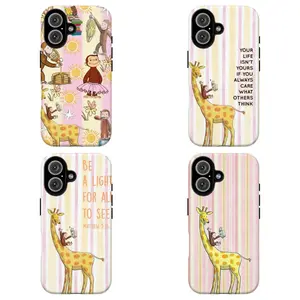 FL-Curious Georgeee "Care What Others Think" Sassy Quote Phone Case,Cute Cartoon Monkey Phone Case,Cute Monkey with Giraffe & Inspirational Quote Protective Cover For iPhone 11 12 13 14 15 16 17 Air Pro Max for Samsung S26 S25 S24 S23 S22 S21 Case