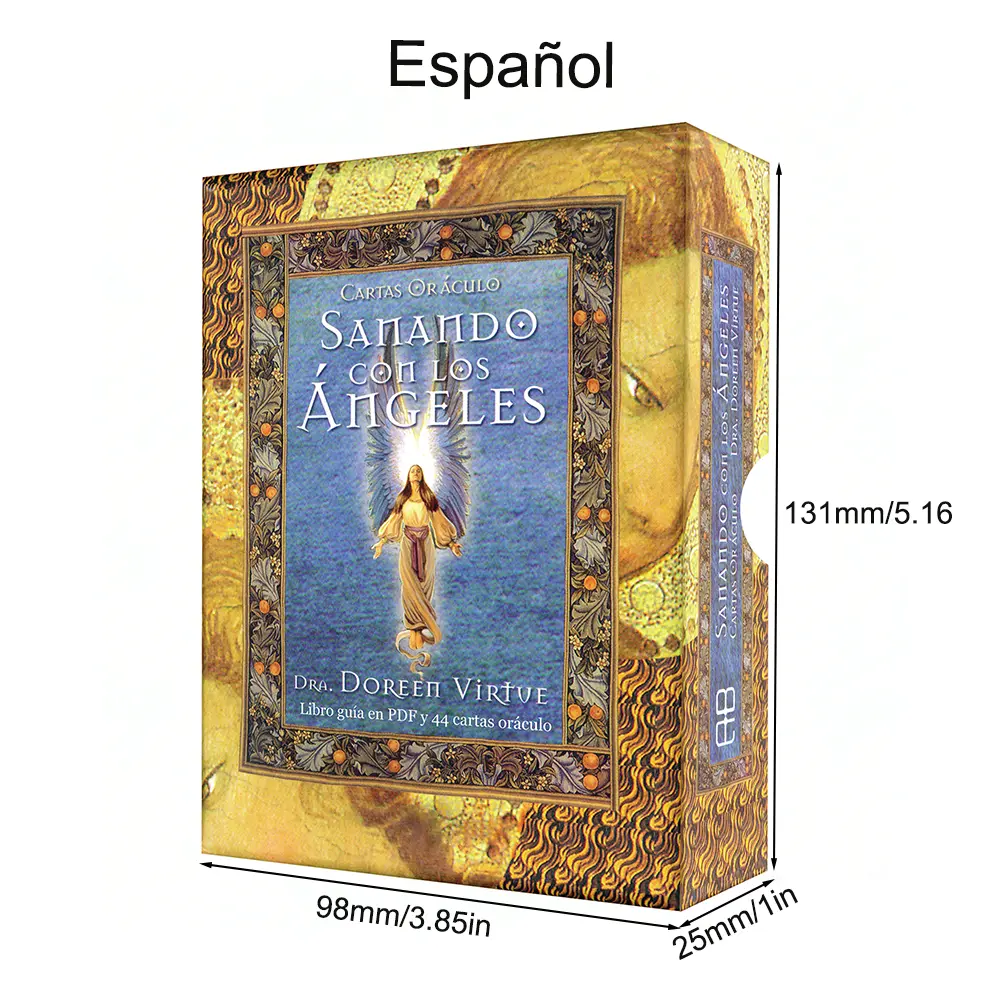 12 Barajas Oráculo Español – Tamaño Grande 120×87 mm – Incluye “Sanando con los Ángeles: Cartas Oráculo” – Caja Rígida