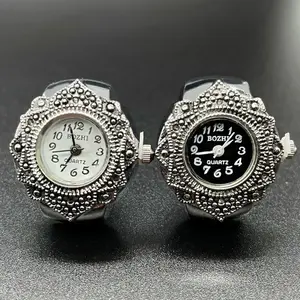 New Jewelry Clock Fashion Round Quartz Finger Rings Elastic Stretchy Rings Ring Watch Digital Watch