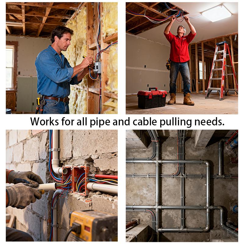 Efficient Cable Pulling Tool for Drill – Heavy-Duty Wire Puller for Conduit, 8mm Capacity Cable Feeding Tool for Electricians, Smooth Wiring Through Pipes & Tight Spaces Efficient Cable Pulling Tool for Drill – Heavy-Duty Wire Puller for Conduit, 8mm Capacity Cable Feeding Tool for Electricians, Smooth Wiring Through Pipes & Tight Spaces