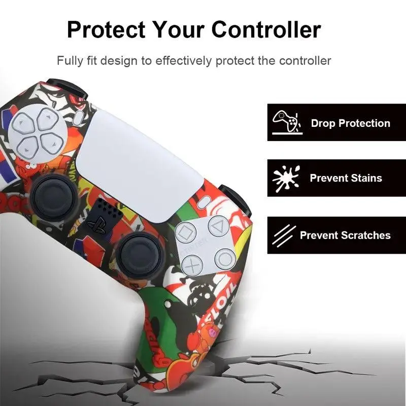 Soft Silicone Cover for PS5 Accessories Rubber Case for PS5 Slim Joysticks for PS5 Controller Protective Skin Thumb Grips