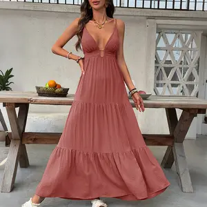 Sunset Escape Deep V-Neck Maxi Dress