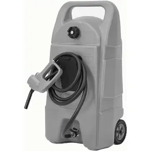 Heavy-Duty 15 Gallon Portable Gas Can & Fuel Caddy with Manual 10FT Siphon Pump, Leak-Proof Storage Tank on Wheels for Car, ATV, Lawn Mower, Boat, Tractor, Generator, Snow Blower-Gray