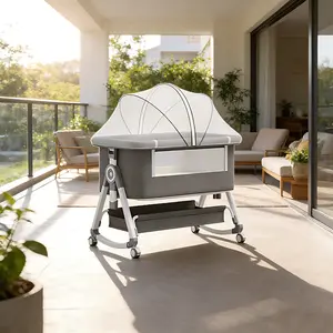 Baby Bassinet,3 in 1 Baby Bassinets Bedside Sleeper with Wheels and Mosquito Net,Bedside Bassinet for Baby with Comfy Mattress, Mattress&Breathable Mesh,Storage Basket