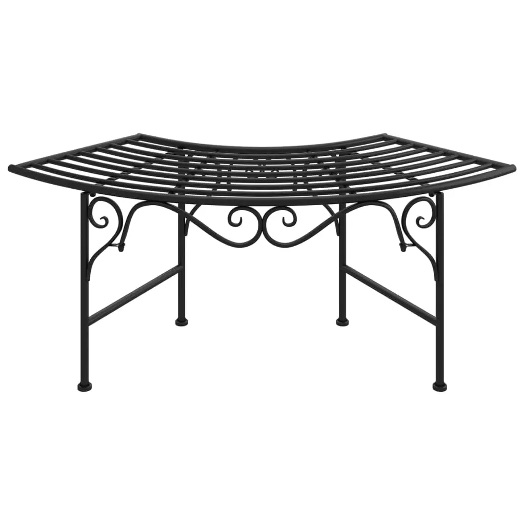 vidaXL Tree Bench, Outdoor Bench, Tree Seating, Bench Seat, Seating Chair for Garden Backyard, Patio Furniture, Industrial Style, Black Steel 318826