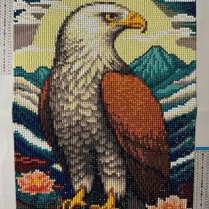 Hawk Wall Art - Diamond Painting with Eagle Design, Traditional Art Style, Unique Patterns, Natural Colors
