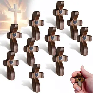 Cross My Heart – Handcrafted Wooden Cross An Encouraging, Stress-Relieving Gift & Pocket Prayer Cross. A Christian Faith Gift for Baptisms and Prayer; Ideal for Those with Depression or Anxiety, Stress-Relief Toy Suitable(mini gifts for coworkers).