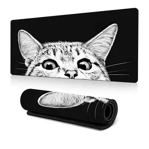 Cat Pattern Mouse Pad, 1 Count Rectangle Gaming Mouse Pad with Stitched Edge, Non-Slip Rubber Base Desktop Pad for Home Office