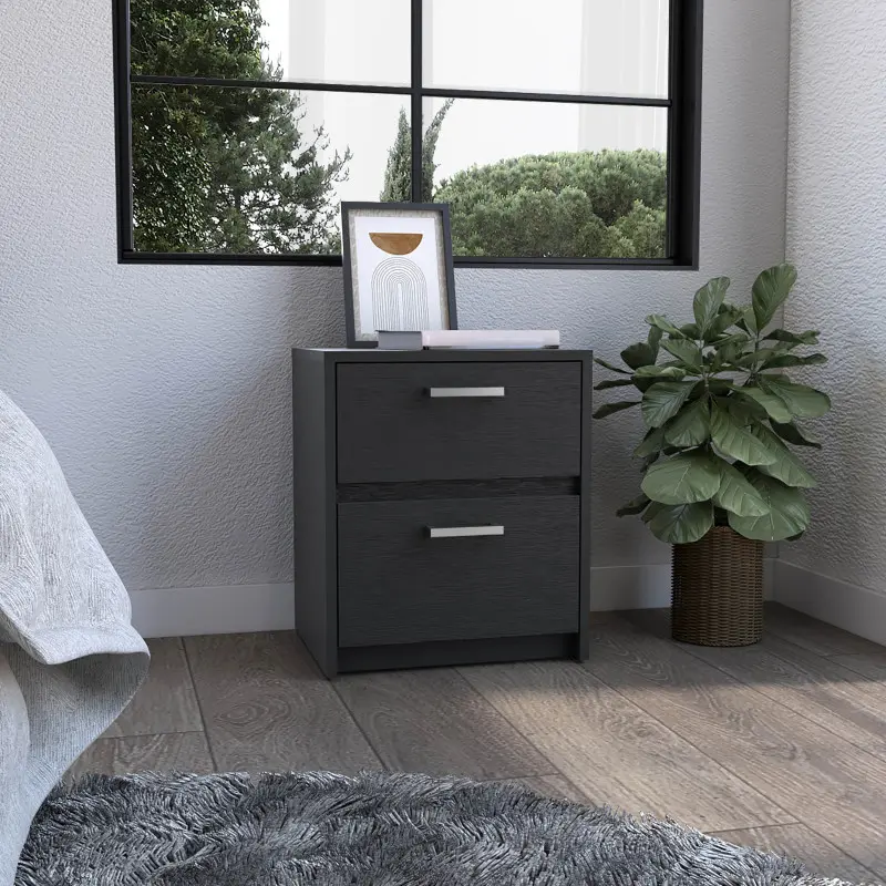 Nightstand 18"H , Nightstand with 2 Fabric Drawers, Tall Nightstand, Dresser,  End Table, Bedside Table, Bedroom Furniture for Living Room, Entryway, Nursery, Closet(High end and high-quality), Black
