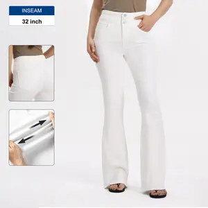 Y2K Vintage High Waisted Flare Jeans - Super Stretch Body Shaping White Bell Bottom Denim Trousers for Women"