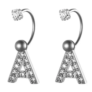 OIDEA A-Z CZ Stainless Steel Initial Letter Body Jewelry - Nose Piercing Ring, Cartilage Ring