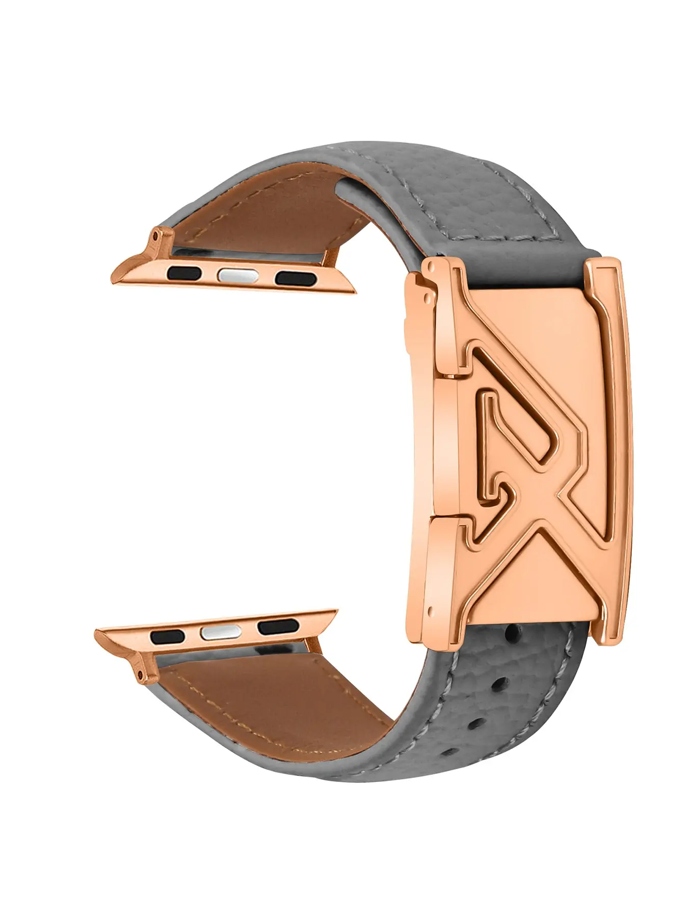 Fashionable Leather Watch Strap, Litchi Grain Texture, Letter-Engraved Clasp, Fashionable Watch Accessories for All Seasons
