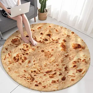 Mexico Burrito Print Round Mat, Memory Foam Material, Non-Slip Absorbent, Soft Indoor Rug for Living Room, Bedroom, Dining Room, Bathroom