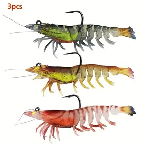 3pcs Super Durable TPE Fishing Jig Lures - Lifelike Shrimp, Crayfish & Swimbait Designs for Freshwater & Saltwater, Weedless Lure for Crappie, Trout fishingequipments