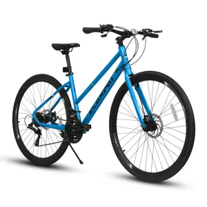SAVEYOUR 700c Road Bike for Adults, Urban Commuter Bicycle with Carbon Steel Frame, 21-Speed Shimano Gears, Dual Disc Brakes & 35mm Wide Tires, 6 Months