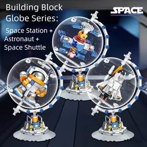 Earth Globe Building Blocks Models, Astronauts, Spaceships, Space Station Kits, Hobby Collection Display, Decorative Ornaments, Boy Girl Gifts