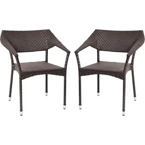 Commercial Grade PE Rattan Stacking Patio Chairs - Gray