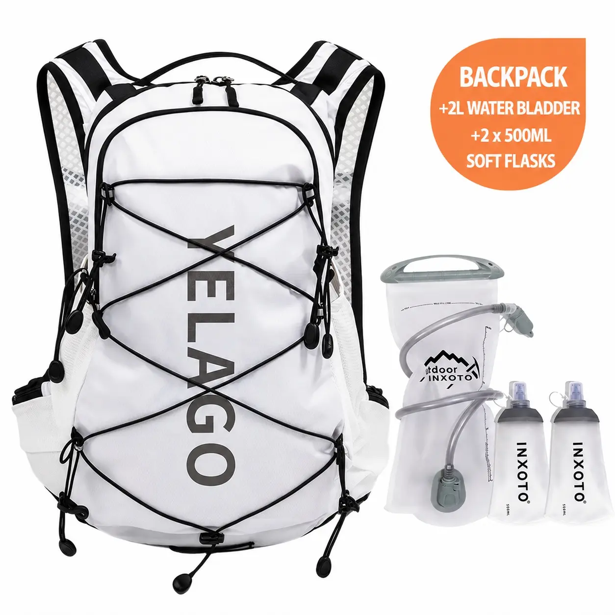 12L Cycling Hydration Backpack - 2L Water Bladder & 2x500mL Soft Flasks, Lightweight Breathable Mesh Design with Large Capacity, Reflective Stripes & Emergency Whistle for Hiking, Trail Running, Cycling, Backpacking & Outdoor Sport sohochic campingessenti