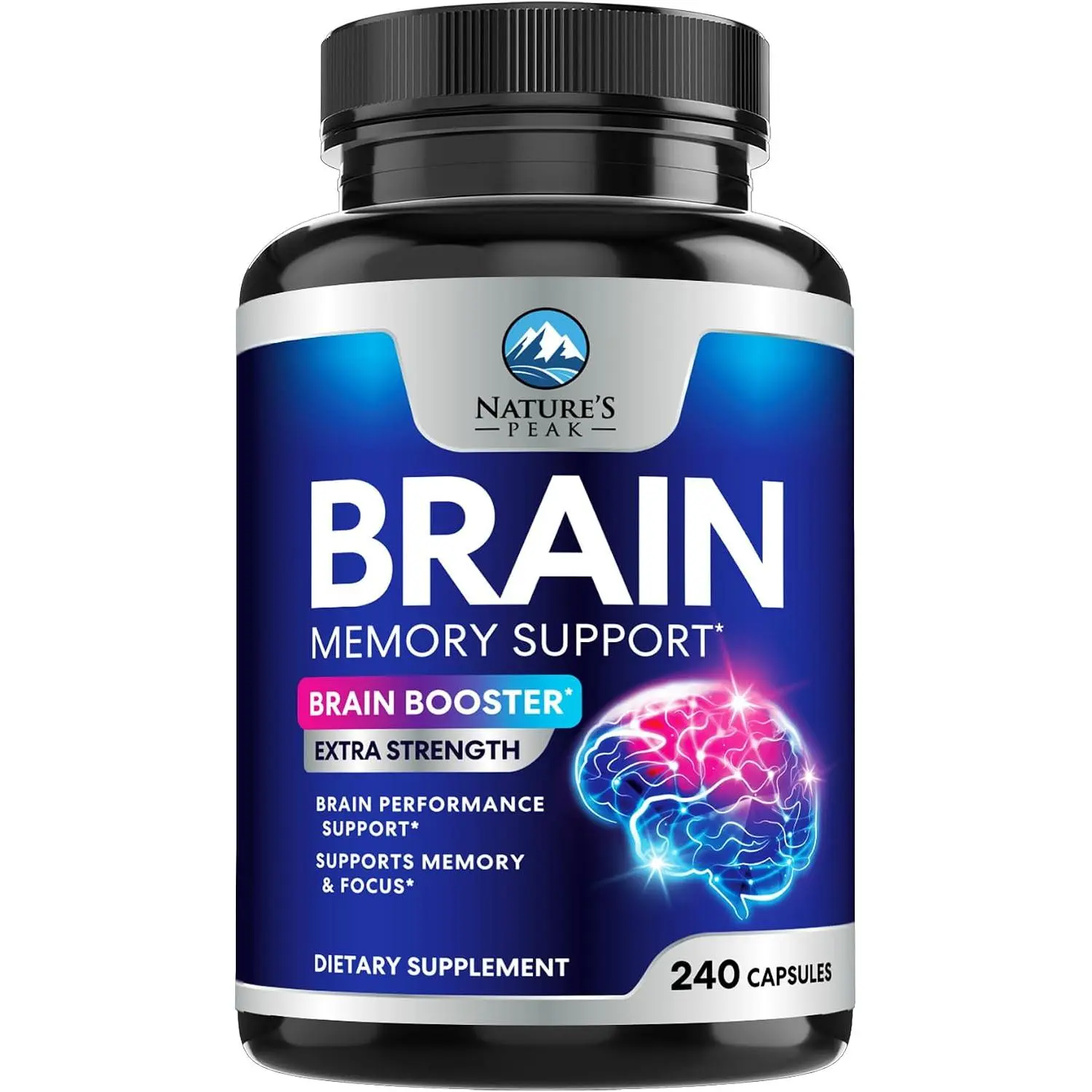 Brain Memory Supplement Pills - 3X Strength Nootropics for Concentration, Clarity & Focus Support - Brain Health Cognitive Vitamins with Bacopa, Phosphatidylserine & DMAE, Brain Booster, 240 Capsules Healthcare