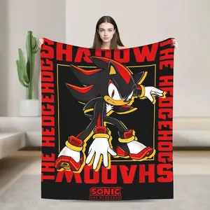 Sonic Shadow the Hedgehog Soft Flannel Blanket Winter Cozy Sofa Bedroom Bedspread Warm Throw Blanket Perfect Christmas Birthday Gift for Fans Kids Adults
