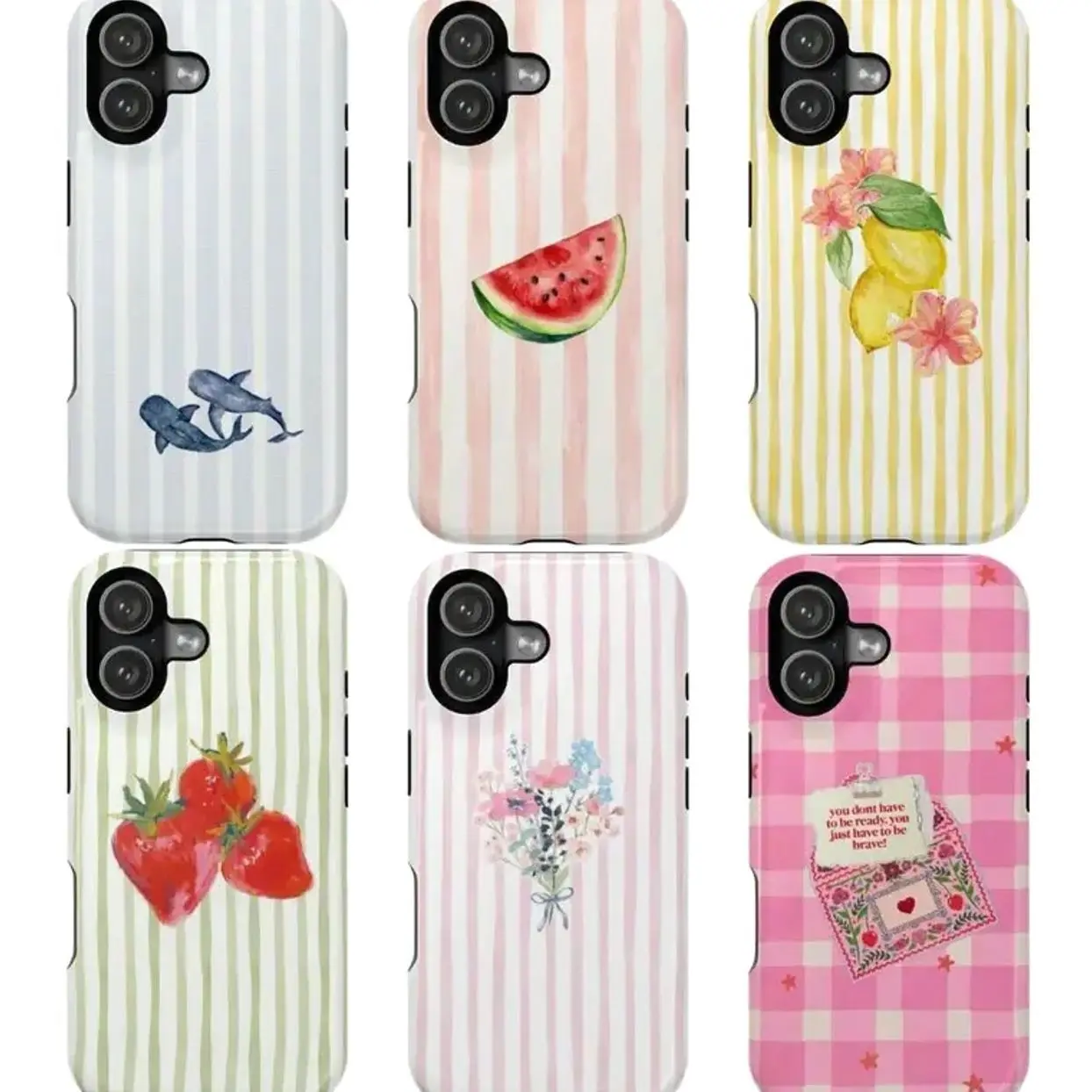 Aesthetic Watercolor Fruit & Floral Phone Case Collection Cover Compatible with iPhone X, 11, 12, 13, 14, 15, 16, 17 Plus Pro Promax & SS Galaxy S21-26 Series