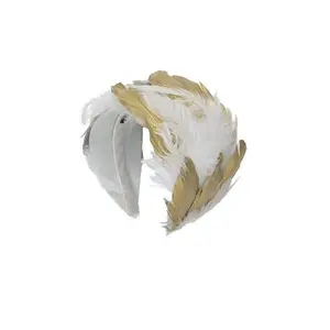 Feather Headband - White/Gold