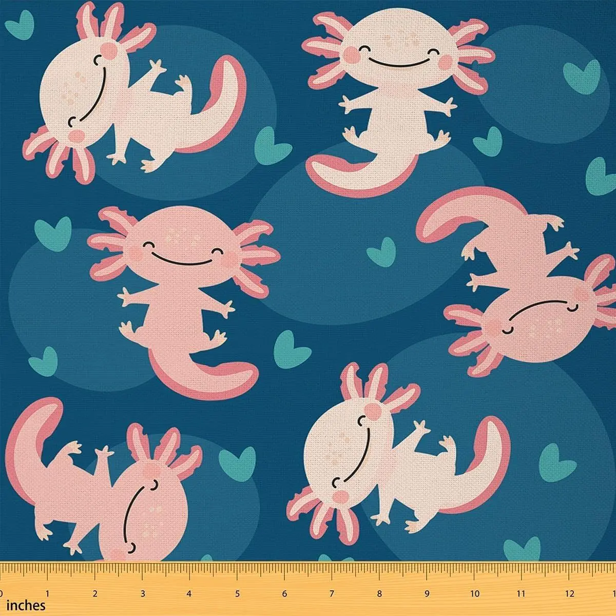 Kawaii Pink otl Fabric Cute Cartoon Wild Animal No Stretch Fabric Watercolor Blue Circles Ocean Themed Soft Flannel Polyester Fabric DIY Home Accents Pre-Cut