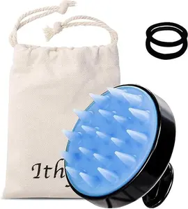 Shampoo Brush Silicon Scalp Massager Hair Brush Wet Dry Comb Head Rubber Care Improve Blood Circulation for Men,Women Pets, Black Accessories Light Bath Bristle