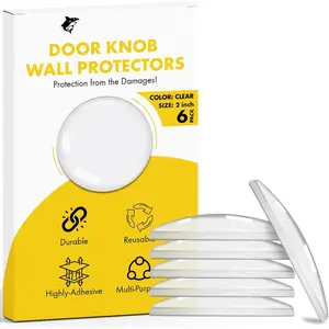 Clear Door Stoppers for Wall - Self Adhesive Door Knob Wall Protector, Door Slam Stopper, Door Handle Bumper Guard (Medium -2" (6 Pack))