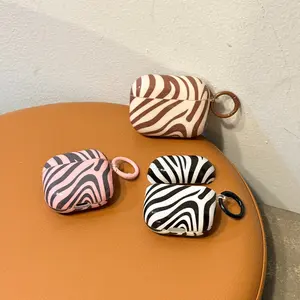 Fashionable Simple Zebra Stripes Pattern Black Pink Brown Irregular Wave Texture Glossy Protective Earphone Case Suitable For AirPods Pro3 1 2 3 4 Pro2 Pro
