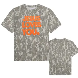 Jesus love you puff on Mossy Oak, Men's Hunting Camo Shirt, Gift for Dad or Husban, Style 3D Camo Mossy Oak T Shirt