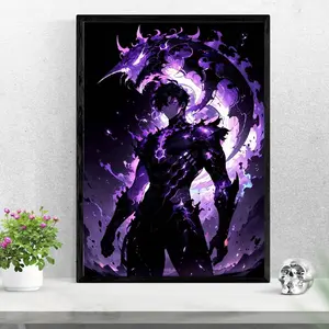 Jinwoo Sung Solo Leveling Anime Poster Shadow and Power Dark Aura, Home Decor, Wall Art