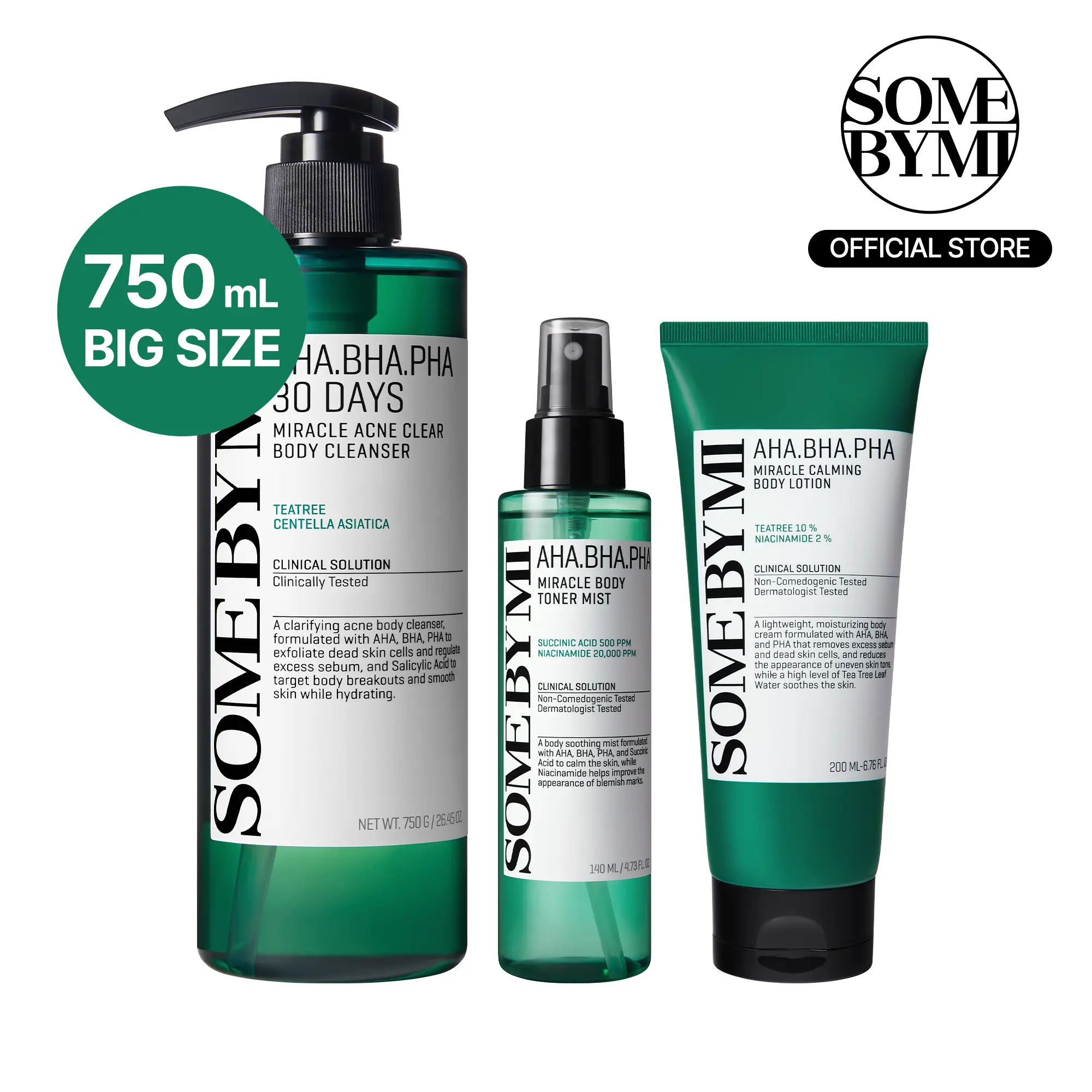 AHA-BHA-PHA Body Miracle Repair Set - Korean Skincare - 3-Step Routine for Body Acne & Texture - Cleanser, Mist & Lotion - Centella, Niacinamide AHA-BHA-PHA Body Miracle Repair Set - Korean Skincare - 3-Step Routine for Body Acne & Texture - Cleanser, Mist & Lotion - Centella, Niacinamide