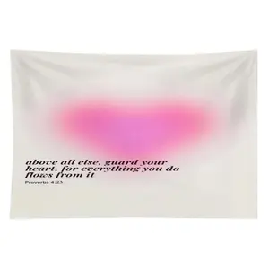 1pc Pink Heart-Shaped Stylish Tapestry - Soft, Durable, Wrinkle-Resistant, with Easy Installation Kit - Ideal for Girly Bedroom Decor - Great Gift for Friends summerwins