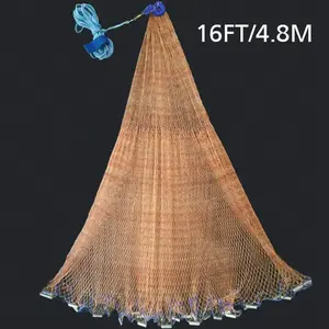 Heavy Duty Nylon Fishing Net Throw Net Pure Lead Bait Fish Catcher Easy to Throw 5/ 8inch Full Net 6ft/8ft/10ft/12ft/16ft Diameter
