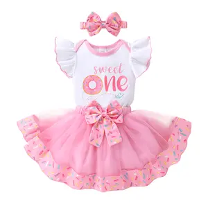 Baby Girls 1st Birthday Outfit ONE Romper Tulle Tutu Skirt with Headband Sets Baby First Princess Dress