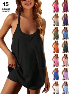 Women's Summer Mini Dress, Casual Athletic Tennis Dress with Shorts, Sleeveless Sporty Design, Perfect for Active Wear & Outdoor Activities