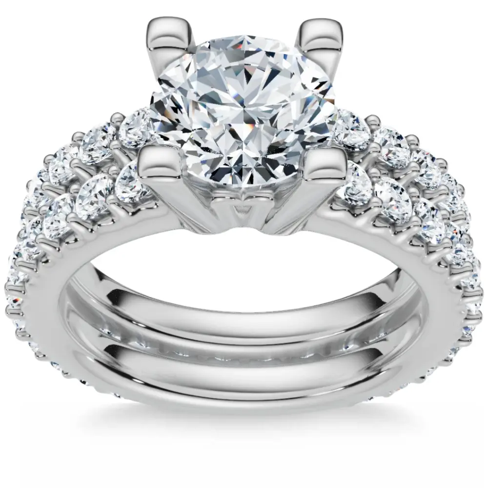2 3/4Ct Diamond Engagement Wedding Ring Set in 14k White Gold Lab Grown