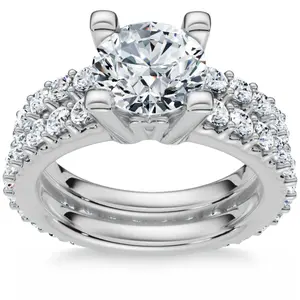 2 3/4Ct Diamond Engagement Wedding Ring Set in 14k White Gold Lab Grown