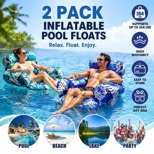 2 Pack Inflatable Pool Floats for Adult Inflatable Hammocks Floating Lounge Chairs for Party Summer Water Beach Lake Fun tiktokshopspringglowup