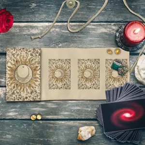 1 piece of mysterious sun-decorated storage bag, a retro-style storage bag for tarot card storage, made of polyester creative fabric, a gift for Tarot enthusiasts, Storage Pouch