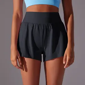 Solid Color Mesh Double Layer Quick-drying breathable Athletic Shorts for Tennis Yoga Running Fitness Women's Yoga Shorts sweatpants workout sets for women cuffed sweatpants gym shorts packs