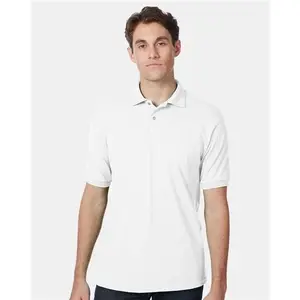 Custom Embroidered - Hanes - Men's Ecosmart® Jersey Polo - White - 054X