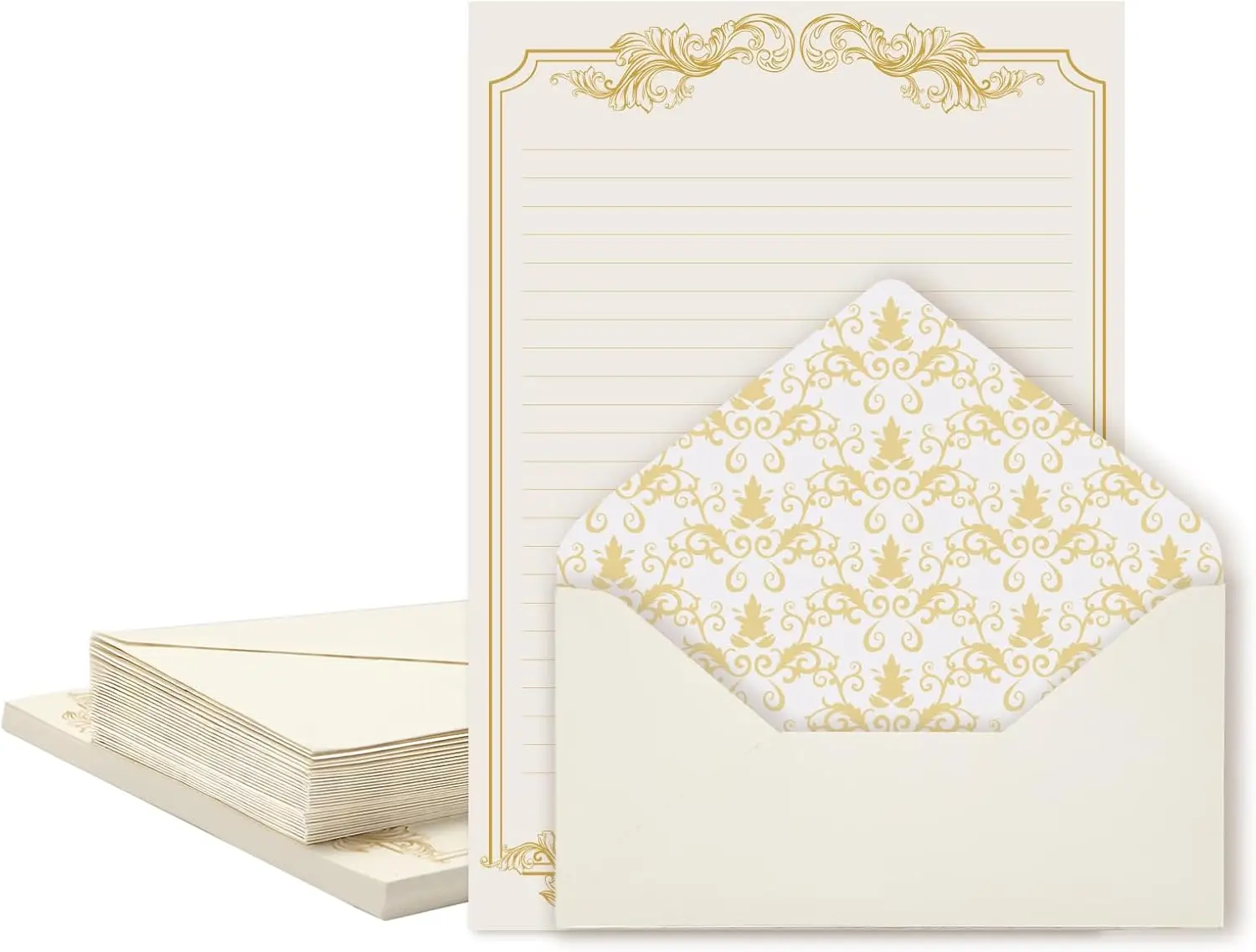 90 count Stationery Set with Envelopes (60 -Style Paper Sheets + 30 Envelopes),  Border Letter Writing Paper and Envelopes for Love Letter, Party Invitations