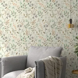 Tropical Leaf Pattern Wallpaper Roll, Self-Adhesive DIY Waterproof Removable Wall Decor for Living Room Bedroom Cabinet Door Decoration